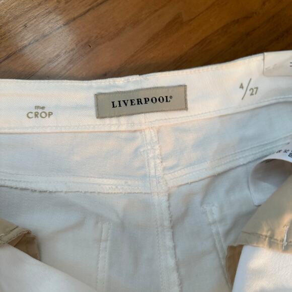 Liverpool White Denim Maya Crop Size 4 / 27 NWT Fray Split Hem Grommet - Picture 7 of 14